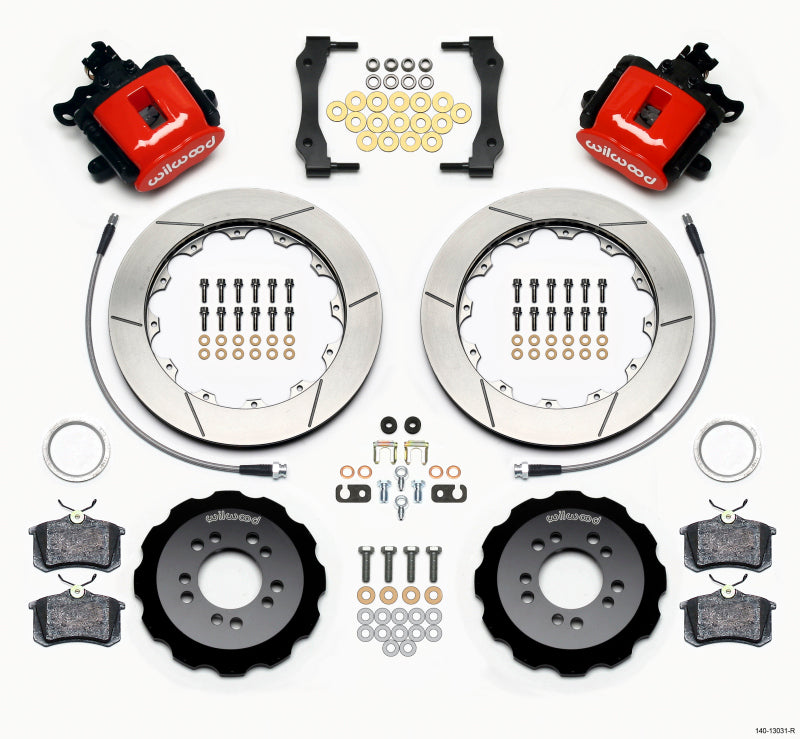 WIL Parking Brake Brake Kit - Wilwood Combination Parking Brake Rear Kit 12.88in Red 2013-Up Ford Focus ST w/ Lines