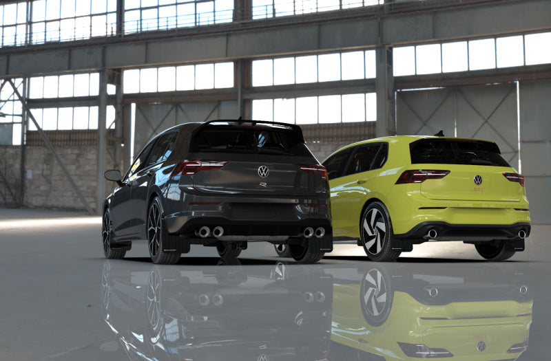 RAL UR Blk Flap/Grey Logo - Rally Armor 22-25 VW MK8 Golf GTI/R Black UR Mud Flap w/Gray Logo