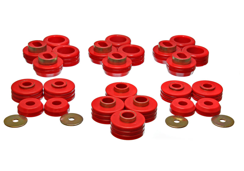 ES Body Mounts - Red - Energy Suspension 81-91 GM Denali XL/Suburban/Yukon XL 2WD/4WD Red Body (Cab) Mount Set