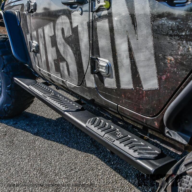 WES Nerf Bars - R5 - Westin 18-22 Jeep Wrangler JLU 4dr R5 Nerf Step Bars - Tex. Blk