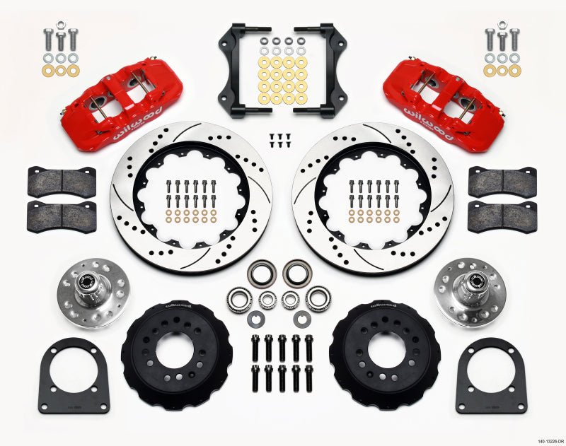 WIL Aero Brake Kit - Wilwood AERO6 Front Hub Kit 14.00in Drill Red TCI-IFS 71-78 (Pinto Based)