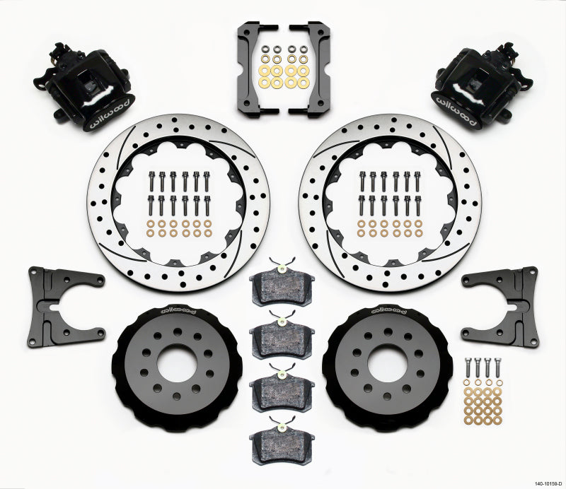 WIL Parking Brake Brake Kit - Wilwood Combination Parking Brake Rear Kit 12.88in Drilled 2005-2014 Mustang