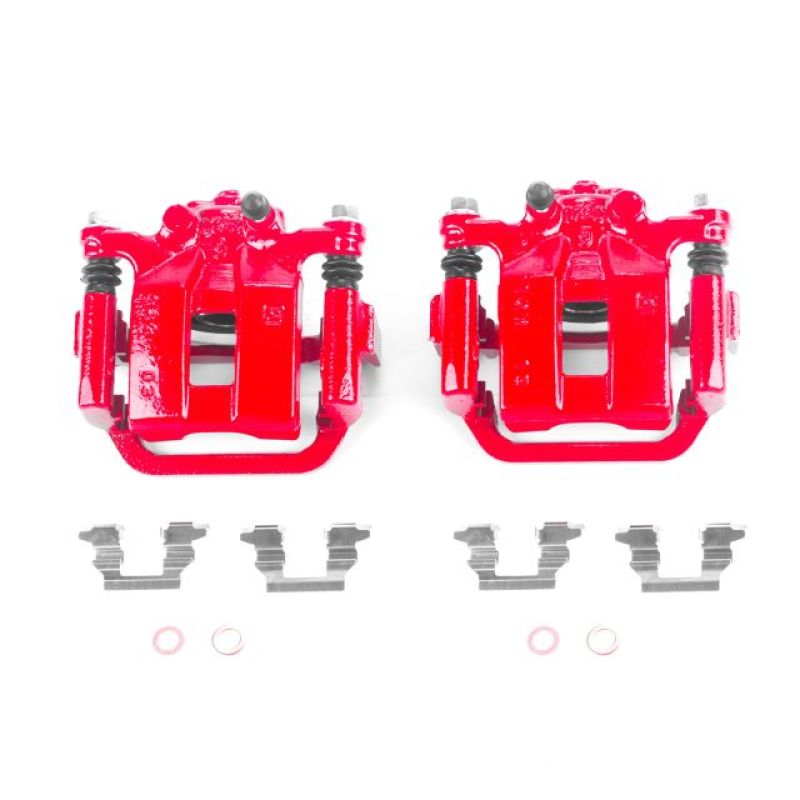 PSB Red Calipers - Power Stop 08-13 Nissan Rogue Rear Red Calipers w/Brackets - Pair
