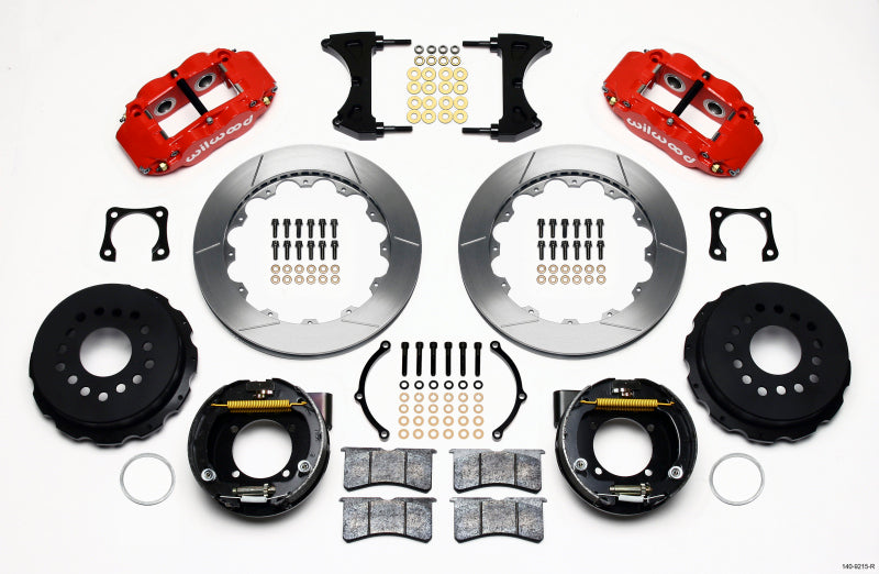 WIL Superlite Brake Kit - Wilwood Narrow Superlite 4R Rear P-Brk Kit 12.88in Red Chevy 12 Bolt-Spec 3.15in Bearing