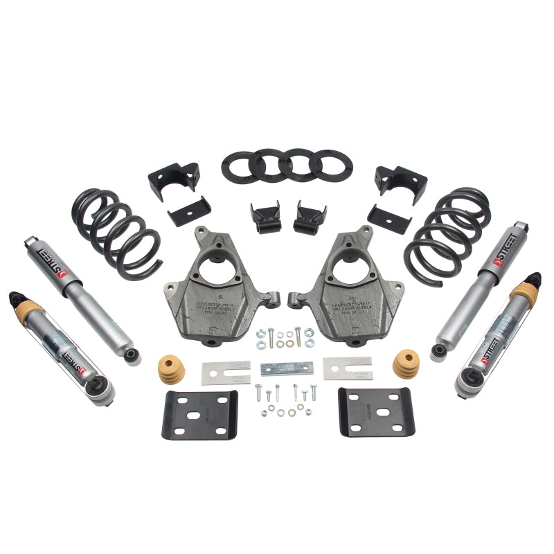 BT Lower Kit w SP Shocks - Belltech LOWERING KIT 16.5-17 Chevy Silverado Crew Cab 2WD 3-4F / 7R