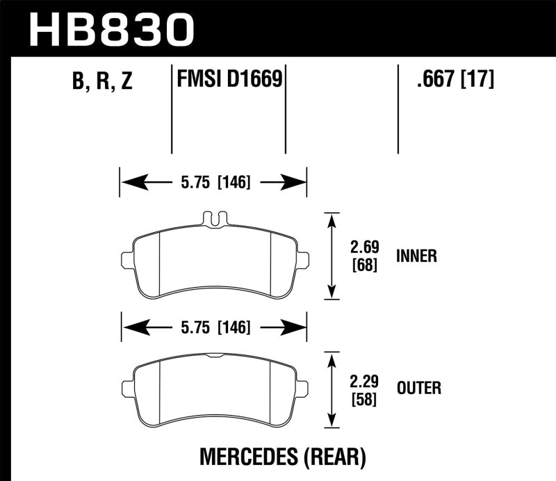 HAWK Ceramic Brake Pad Sets - Hawk 13-16 Mercedes-Benz SL63 AMG/SL65 AMG Perfromance Ceramic Street Rear Brake Pads