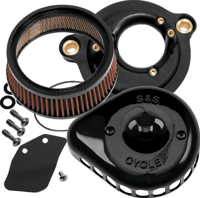 SSC Air Cleaner Kits - S&S Cycle 2017+ M8 Models Stealth Air Cleaner Kit w/ Gloss Black Mini Teardrop Cover