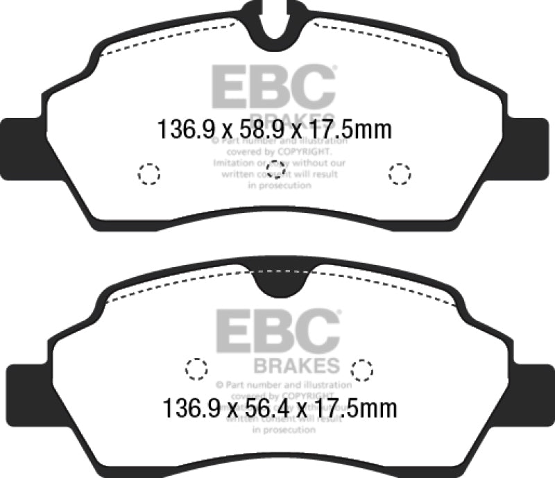 EBC Ultimax2 Brake Pad Sets - EBC 15+ Ford Transit 2.2 TD Ultimax2 Rear Brake Pads