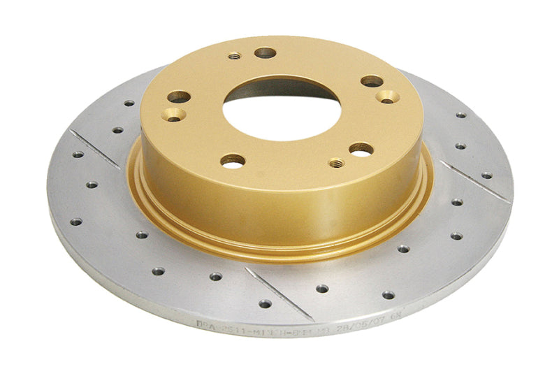 DBA Street Slot&Drill Rotors - DBA 04-08 Acura TSX Rear Street Series Drilled & Slotted Rotor w/Gold Hat