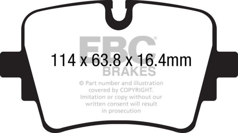 EBC Yellowstuff Brake Pad Sets - EBC 14+ Jaguar F-Type (Cast Iron Rotors Only) 5.0 Supercharged (490) Yellowstuff Rear Brake Pads
