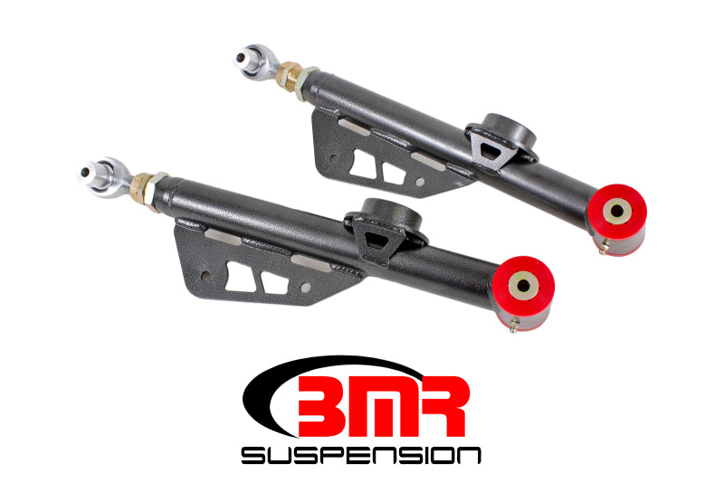 BMR Control Arms - BMR 79-98 Fox Mustang On-Car Adj. Lower Control Arms Poly / Rod End Combo - Black Hammertone