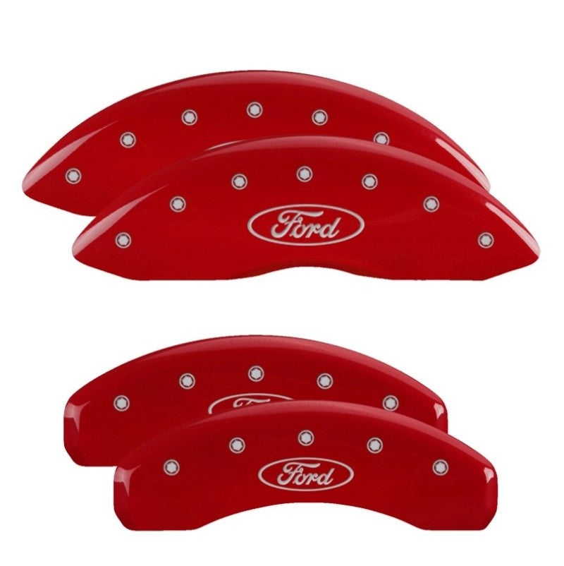 MGP Caliper Covers 4 Logo - MGP 4 Caliper Covers Engraved Front & Rear Ford Oval Logo Red Finish Silver Char 2021 Ford F-150