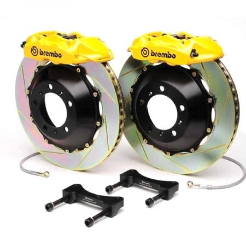 BRB Big Brake Kits - Brembo 05-06 GT Front GT BBK 6 Piston Cast 390x35 2pc Rotor Slotted Type-5- Fluo. Yellow