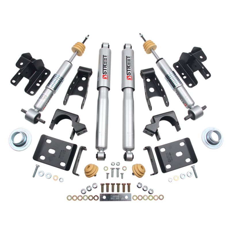 BT Lower Kit w SP Shocks - Belltech LOWERING KIT 14-17 Chevy Silverado/Sierra 1in to -2in Front/4in Rear w/ Street Perf Shocks