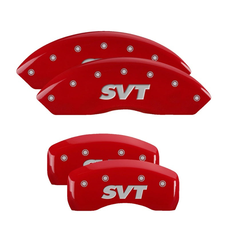 MGP Caliper Covers 4 Logo - MGP 4 Caliper Covers Engraved Front & Rear SVT Red finish silver ch