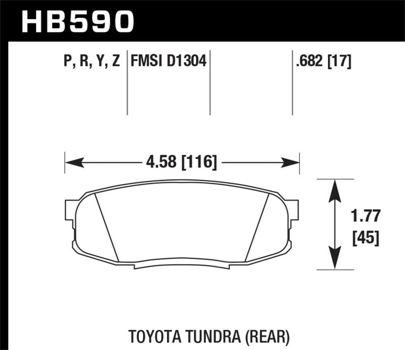 HAWK HP+ Brake Pad Sets - Hawk 2019 Toyota Tundra/2019 Lexus NX300 HP Plus Brake Pad Set