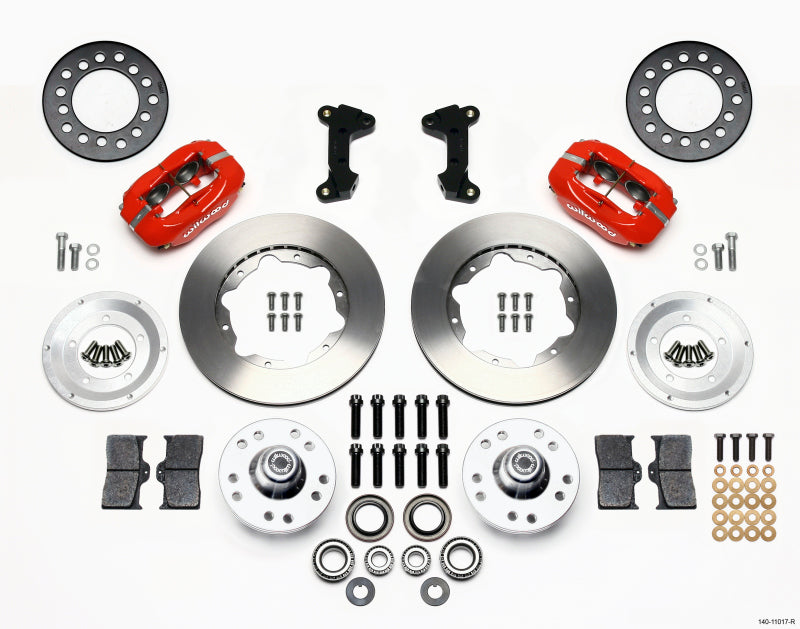WIL Dynalite Brake Kit - Wilwood Forged Dynalite Front Kit 11.00in Red 74-80 Pinto/Mustang II Disc Spindle only