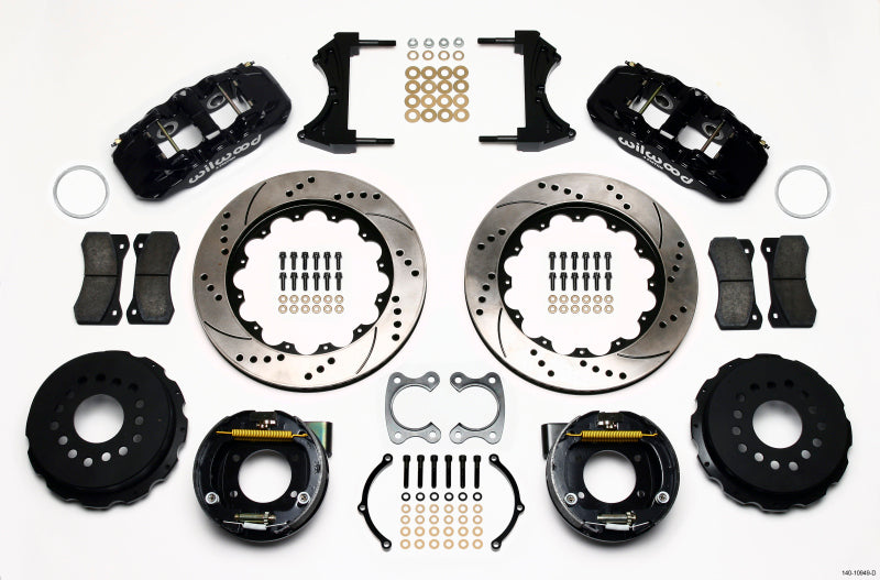 WIL Aero Brake Kit - Wilwood AERO4 Rear P-Brake Kit 14.00in Drilled Small Ford 2.50in Offset