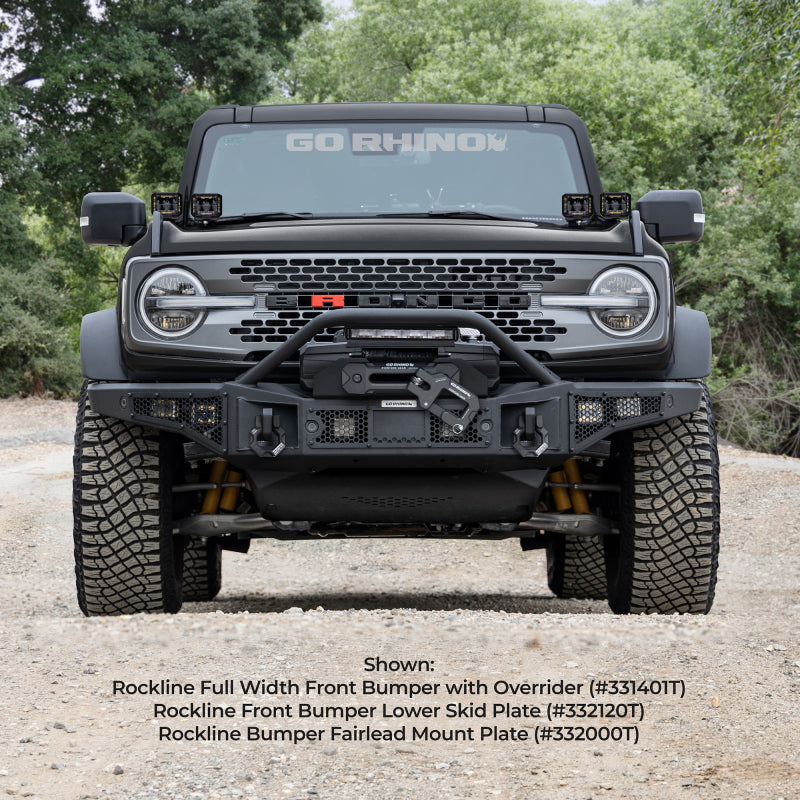GOR Rockline Bumper - Go Rhino 07-20 Jeep Wrangler JL/JLU/JK/JKU/Gladiator JT Rockline Bumper Fairlead Mount Plate