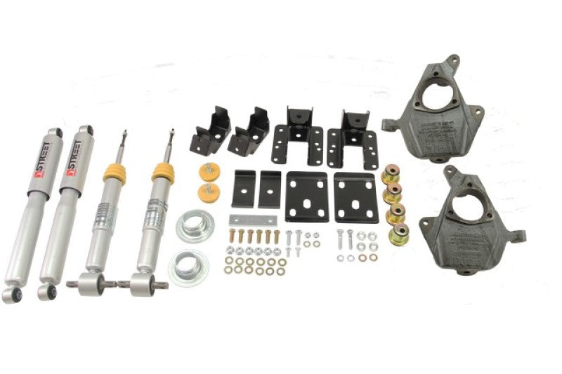 BT Lower Kit w SP Shocks - Belltech LOWERING KIT 14 Chev/GM Silverado/Sierra All Cabs 2WD 3in to 4in Front/7in Rear with Shocks