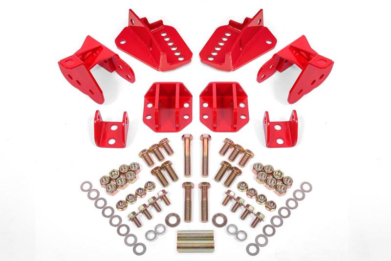 BMR Coilover Conversion Mounts - BMR 64-72 GM A-Body Rear Coilover Conversion Kit - Red