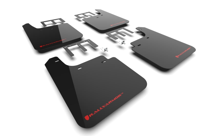 RAL UR Blk Flap/Rd Logo - Rally Armor 19-26 Gen 4 Chevy Silverado 1500 Black UR Mud Flap Metallic Red Logo
