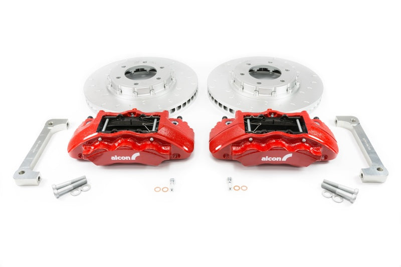 ALC Front Brake Kits - Alcon 2019+ Ford Ranger/2020+ Bronco 2.3L 350x34mm Rotors 6-Piston Calipers Front Brake Kit - Red