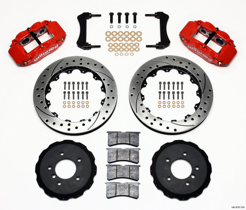 WIL Superlite Brake Kit - Wilwood Narrow Superlite 6R Front Hat Kit 13.06in Drilled Red E36 BMW M3