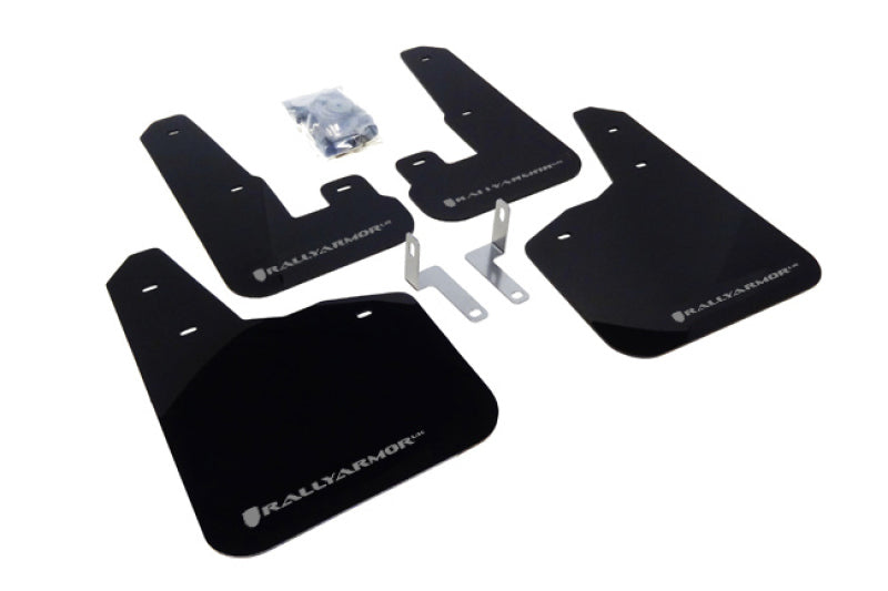 RAL Classic Blk Flap/Silv Logo - Rally Armor 10-14 Subaru Legacy Black UR Mud Flap w/ Silver Logo