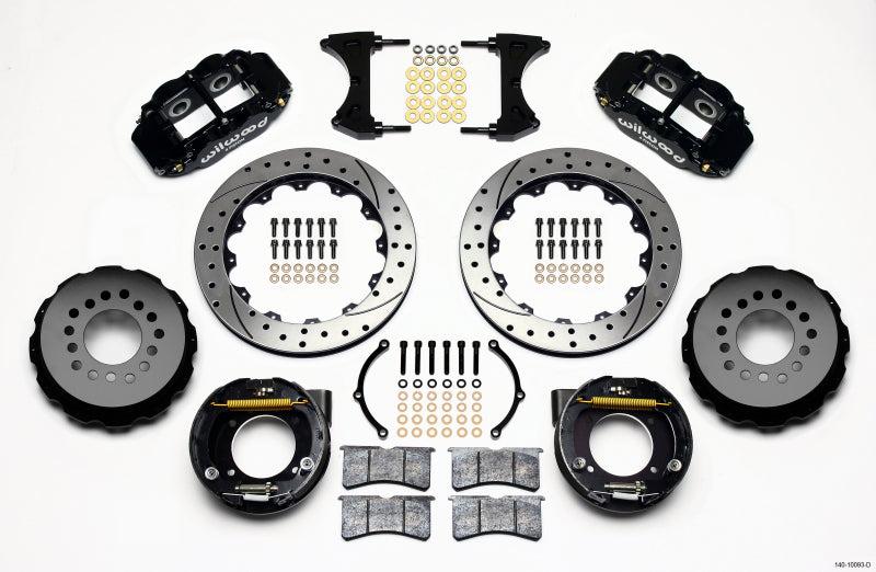 WIL Superlite Brake Kit - Wilwood Narrow Superlite 4R Rear P-Brk Kit 12.88in Drilled Chevy C-10 2.42 Offset 5-lug