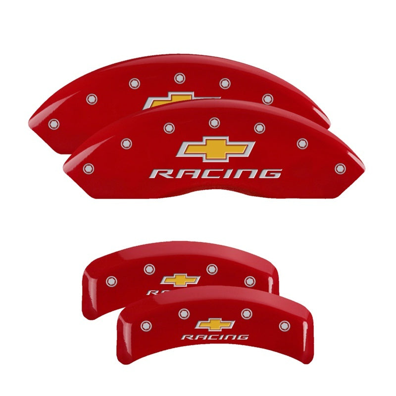 MGP Caliper Covers 4 Logo - MGP 4 Caliper Covers Engraved F & R Chevy Racing Red Finish Silver Char 1988 Chevrolet Corvette