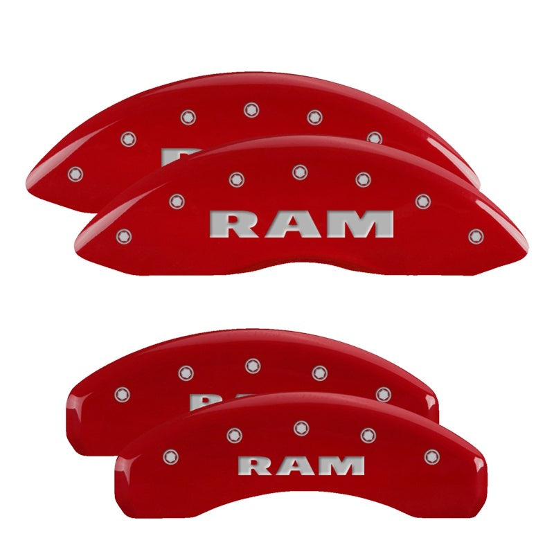 MGP Caliper Covers 4 Logo - MGP 4 Caliper Covers Engraved Front & Rear RAM Red finish silver ch