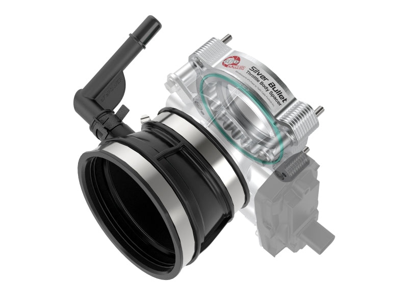 AFE Silver Bullet TBS - aFe 2020 Vette C8 Silver Bullet Aluminum Throttle Body Spacer Works w/ Factory Intake Only - Silver
