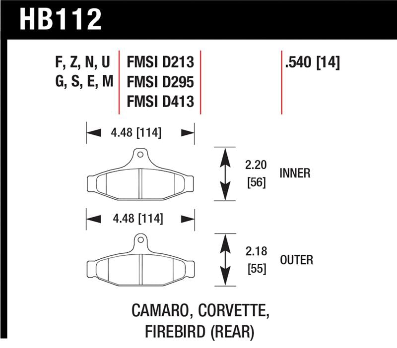 HAWK HPS Brake Pad Sets - Hawk 84-96 Corvette /88.5-97 Pontiac Firebird HPS Street Rear Brake Pad