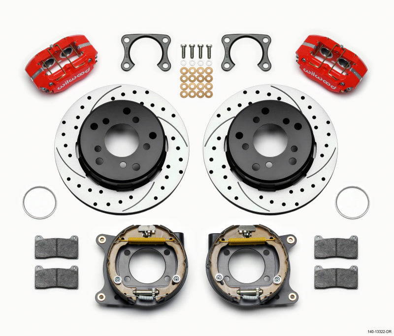 WIL Dynapro Brake Kit - Wilwood Dynapro Lug Mount P/S Park Brake Kit Drilled Red Big Ford 2.36in Off Bronco 5 x 5.50