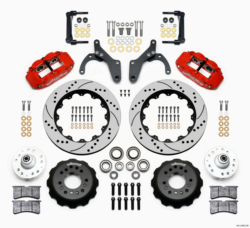 WIL Superlite Brake Kit - Wilwood Narrow Superlite 6R Front Hub Kit 14.00in Drill Red 59-64 Chevy Impala / 63-64 Corvette