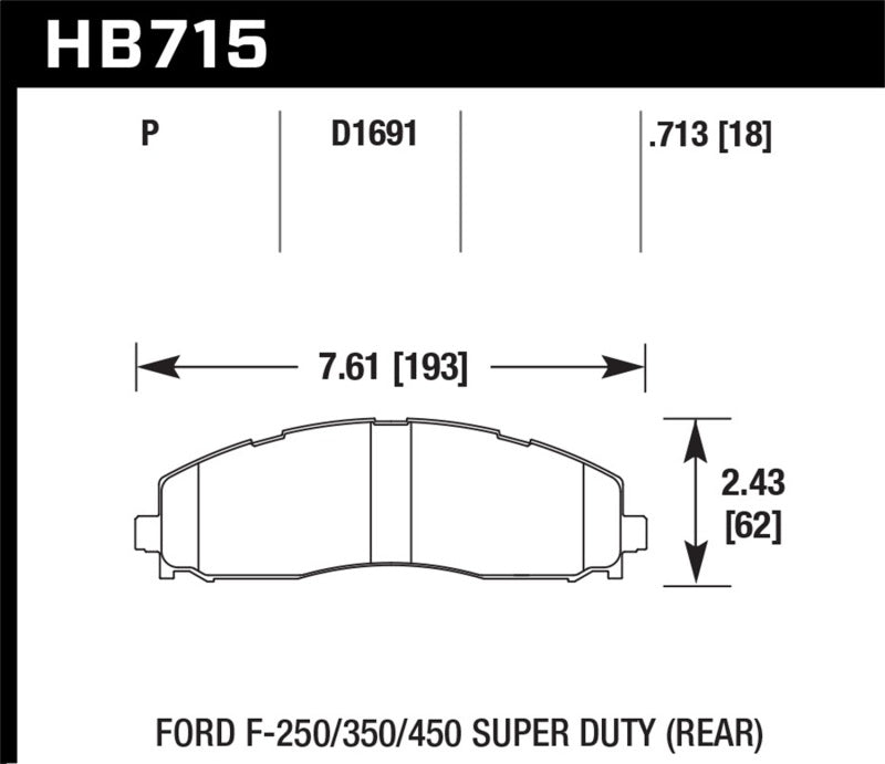 HAWK Super Duty Brake Pad Sets - Hawk 2015 Ford F-250/350/450 Super Duty Rear Brake Pads