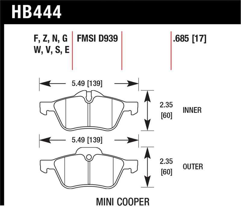 HAWK HP+ Brake Pad Sets - Hawk 02-06 Mini Cooper / Cooper S HP+  Street Front Brake Pads