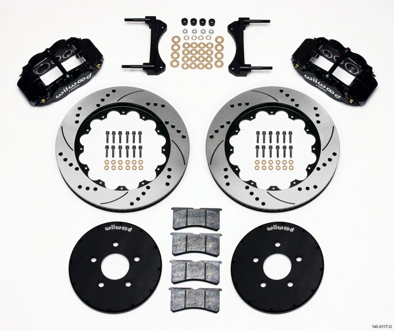 WIL Superlite Brake Kit - Wilwood Narrow Superlite 6R Front Hat Kit 14.00in Drilled 1994-2004 Mustang