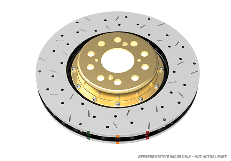 DBA 5000 Slot&Drill Rotors - DBA 13-14 Ford Mustang Shelby GT500 8 Cyl Front 5000 Series Drilled and Slotted Rotor w/Black Hat