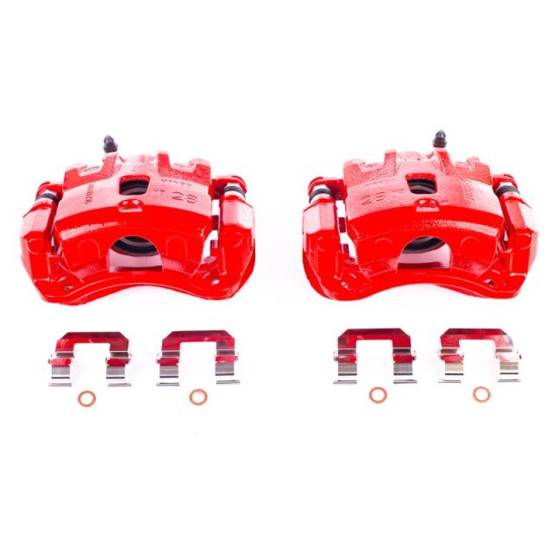 PSB Red Calipers - Power Stop 05-09 Hyundai Tucson Front Red Calipers w/Brackets - Pair