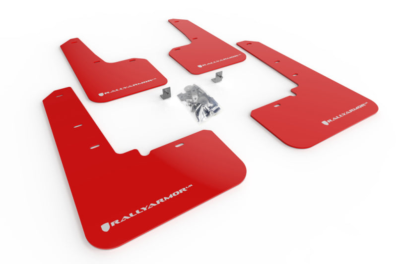 RAL UR Red Flap/Wht Logo - Rally Armor 20-25 Subaru Outback Red UR Mud Flap w/White Logo