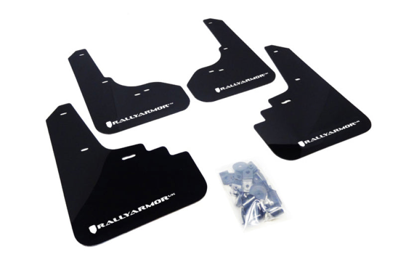 RAL UR Blk Flap/Wht Logo - Rally Armor 05-09 Subaru Legacy / Outback Black UR Mud Flap w/White Logo