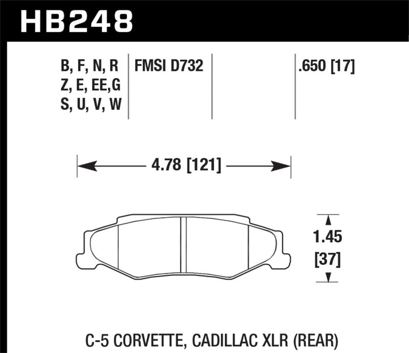 HAWK HP+ Brake Pad Sets - Hawk 97-06 Corvette (incl C5 Z06) HP+ Street Rear Brake Pads