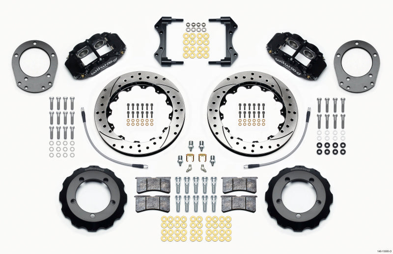 WIL Superlite Brake Kit - Wilwood Narrow Superlite 4R Front Hat Kit 12.88in Drilled 76-77 Ford Bronco Dana 44 w/Lines