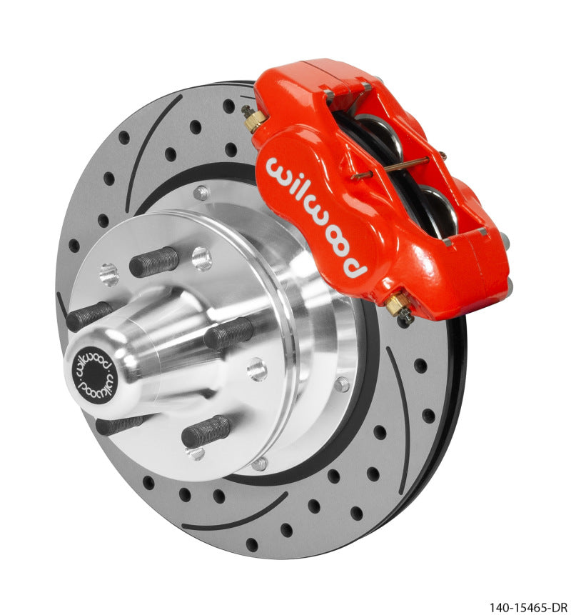 WIL Dynalite Brake Kit - Wilwood Forged Dynalite Pro Series Front Brake Kit Red Caliper 11.00in SRP Drilled & Slotted Rotor