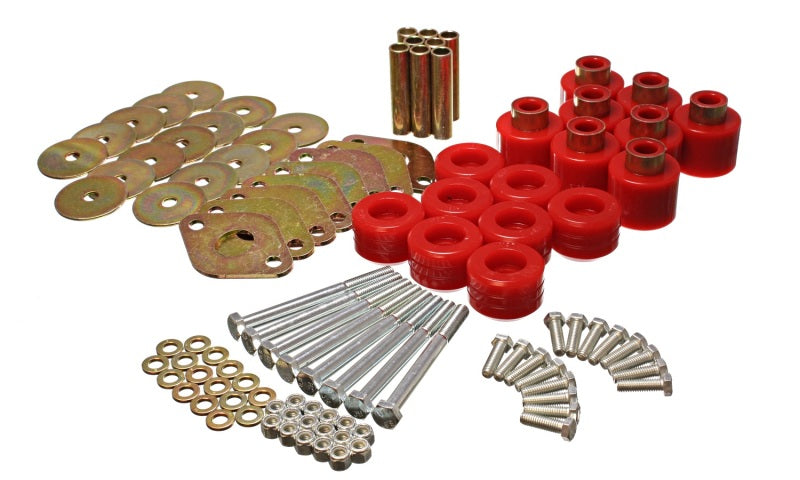 ES Body Mounts - Red - Energy Suspension Body Mount Set 1in Lift W/Hardware - Red