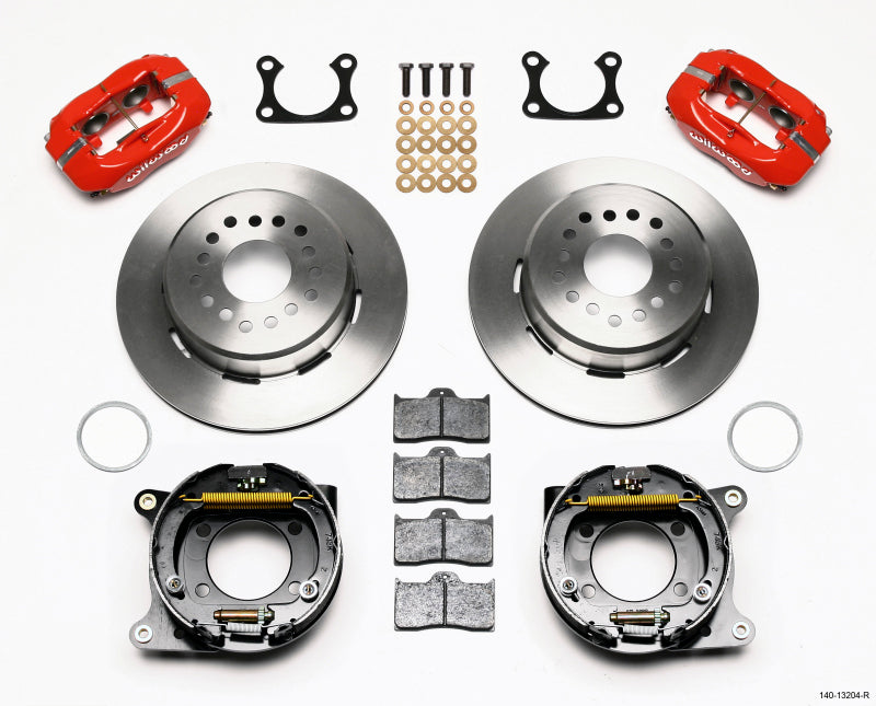 WIL Dynalite Brake Kit - Wilwood Forged Dynalite P/S Park Brake Kit Red Big Ford 2.36in Offset