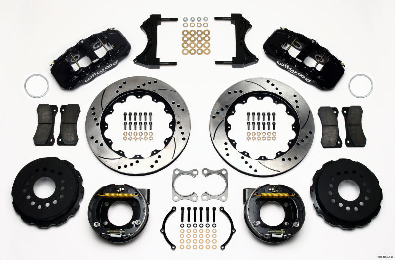 WIL Aero Brake Kit - Wilwood AERO4 Rear P-Brake Kit 14.00in Drilled Big Ford Old Style 2.36in Offset