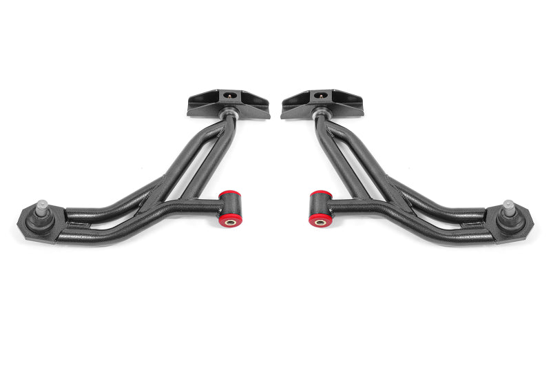 BMR Control Arms - BMR 10-14 Ford Mustang Adj. Lower A-Arms Delrin/Rod End w/ 19mm STD. Ball Joint - Black Hammertone